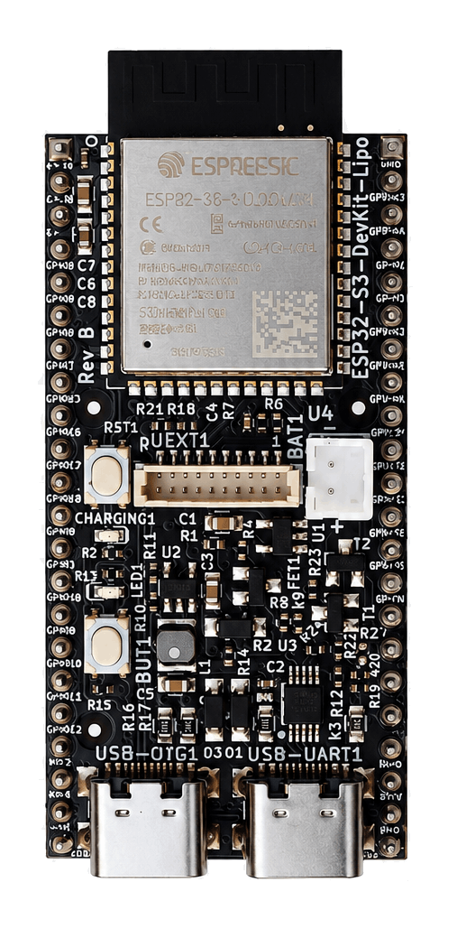 ESP32-S3-DevKit-Lipo board, top view